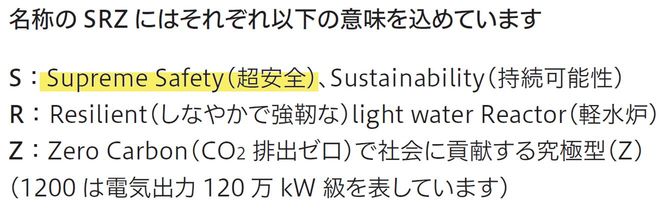 SRZ－1200のSは「Supereme Safety＝超安全」を示しているという。