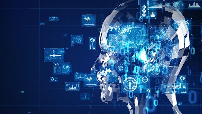 人工知能の概念。クラウドコンピューティング。ディープラーニング。