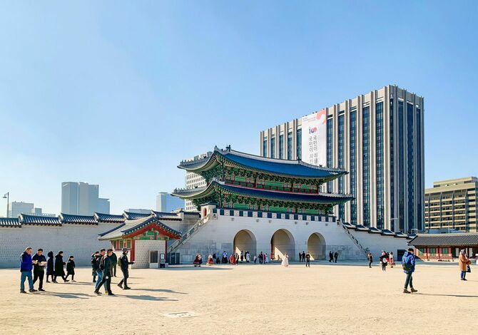 韓国、ソウルの光化門