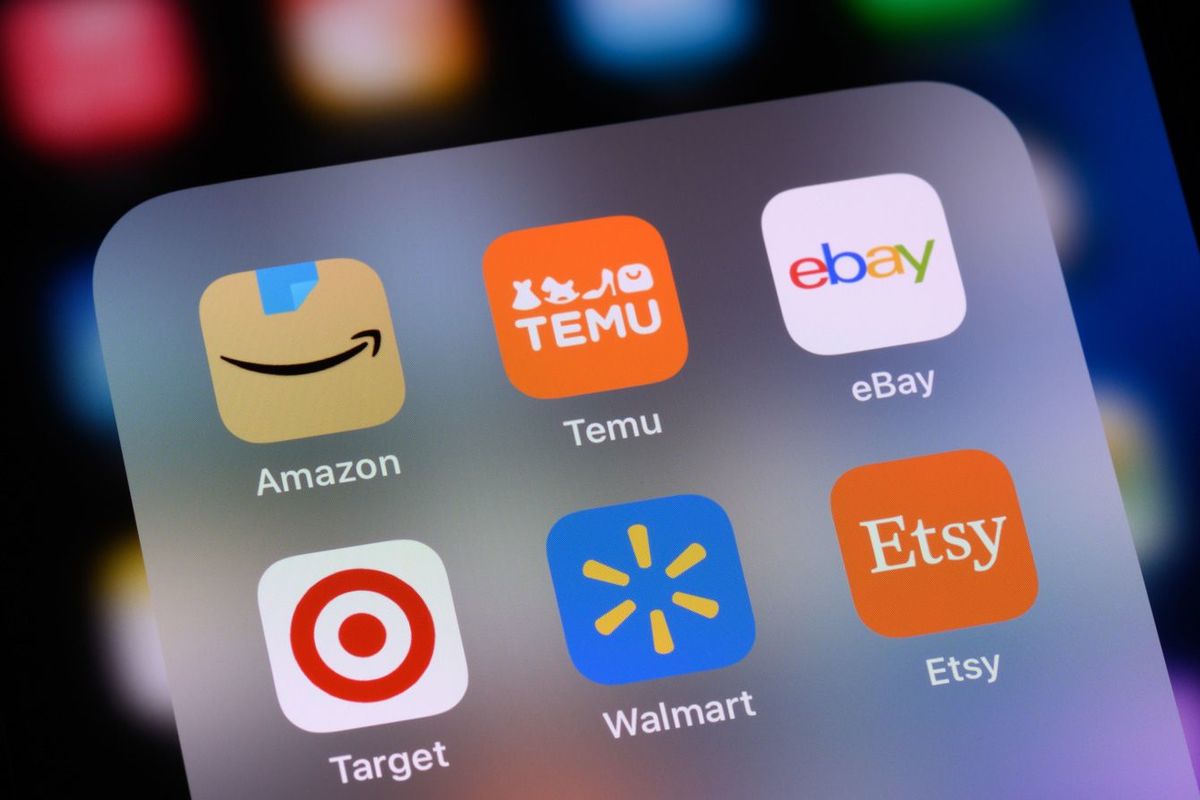 Amazon、Temu、eBay、Target、Walmart、Etsyのアプリアイコン
