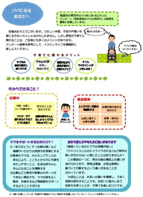 尾道市が配布していた「パパになるあなたへ」