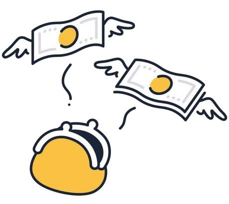 財布からお金が飛んでいくイラスト