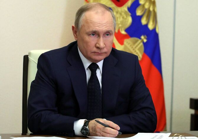 ロシアのプーチン大統領（＝2022年3月23日、ロシア・モスクワ）