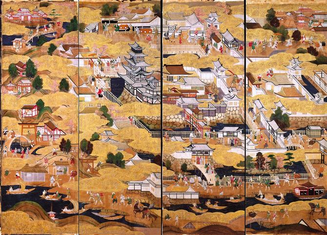 豊臣期大阪図屏風（左側部分）