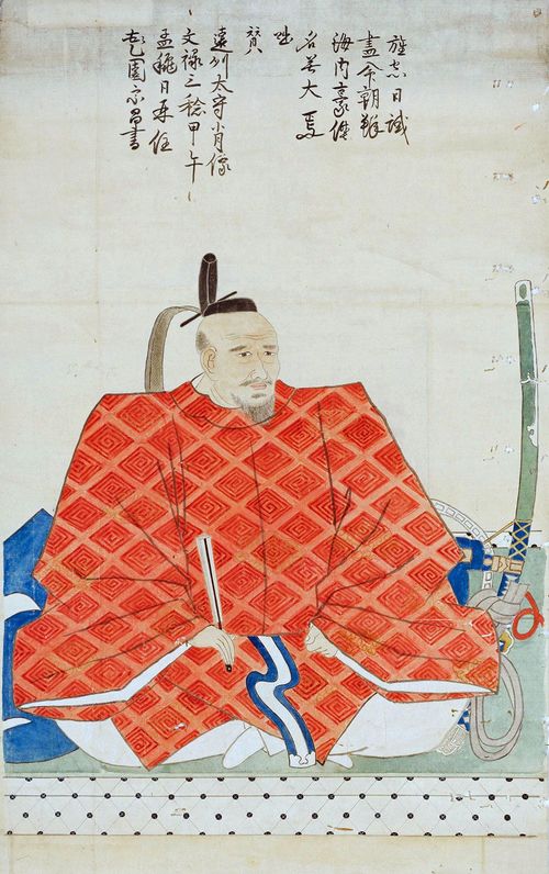 加藤光泰像（個人蔵の絵の模写）、原本は19世紀