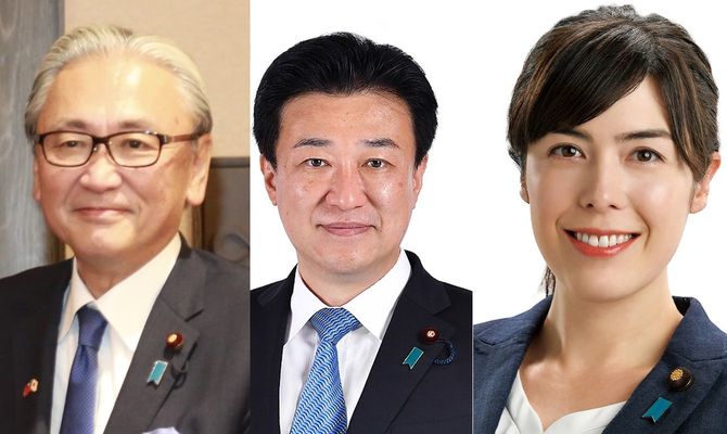左から古屋圭司氏、木原稔氏、小野田紀美氏