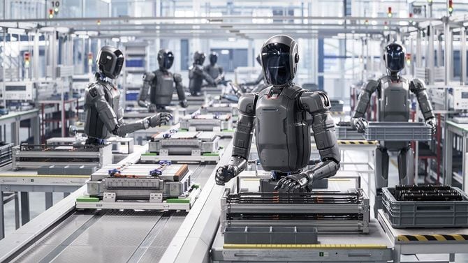 工場で働くヒューマノイドロボット