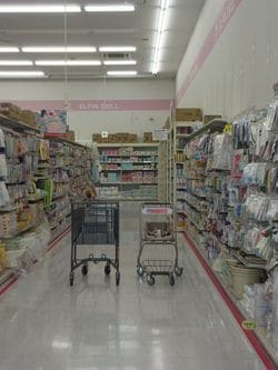 廊下は広く、カートとベビーカーを並べても余裕がある。