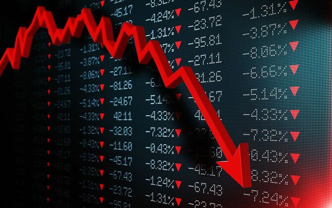 証券取引所、株価下落のイメージ