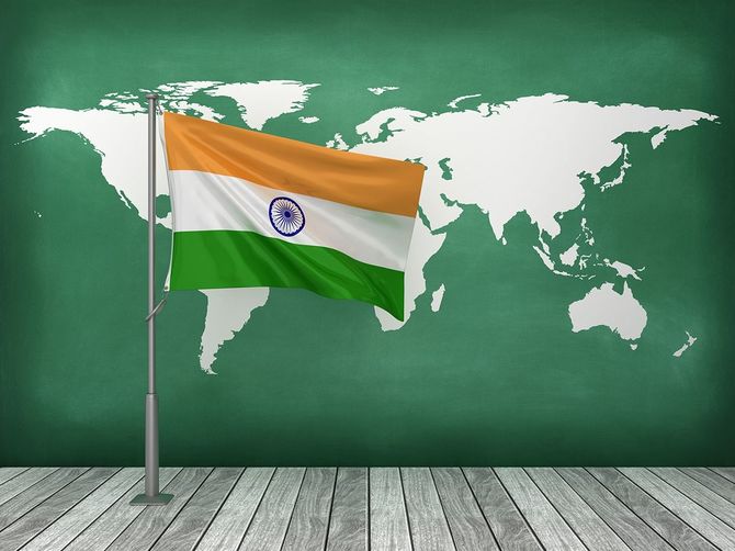 黒板のインディアンフラグ