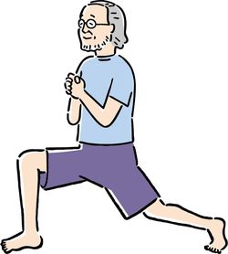 鎌田先生がすすめる20種の運動のひとつ「フロント・ランジ」/『疲れない 太らない ボケない 60代からの鎌田式ズボラ筋トレ』より
