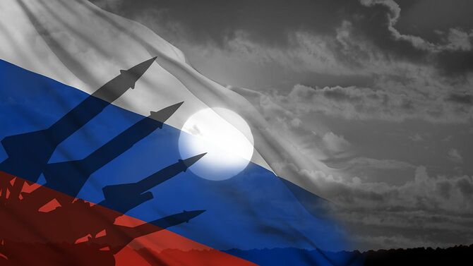 ロシア国旗　ミサイル