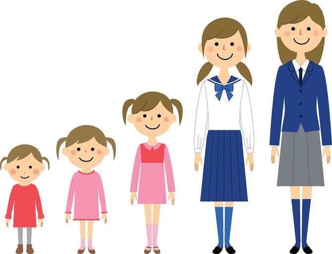 女の子の成長のイラスト