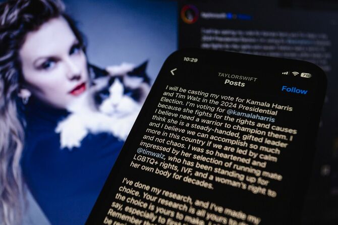 テイラー・スウィフト、カマラ・ハリスを支持