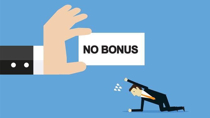 ボーナスなしの文字に嘆く人のイラスト