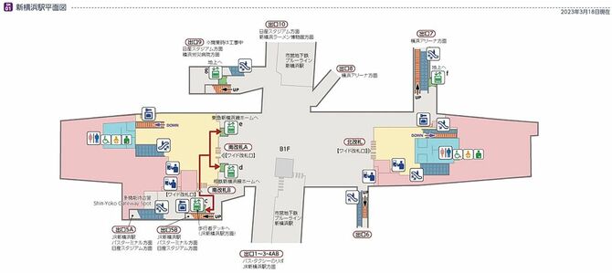 新横浜駅平面図（東急電鉄HPより）