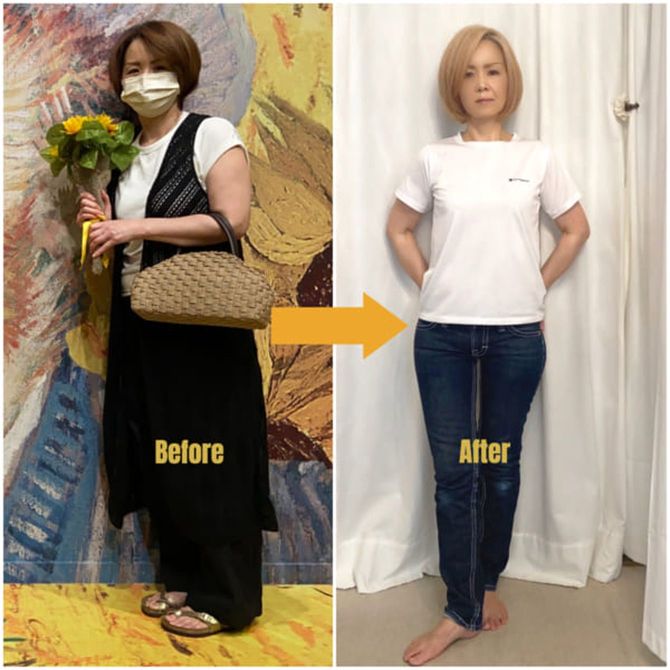 渡辺美奈子さん(55歳)もとは身長156cm、47kgとスリム体型だったが、50代に入り更年期症状の気になりとともに体重が増加して57kgに。あすけんで食べて痩せるダイエットに挑戦し、健康的に−6kgを達成。自宅でエステサロンを経営。