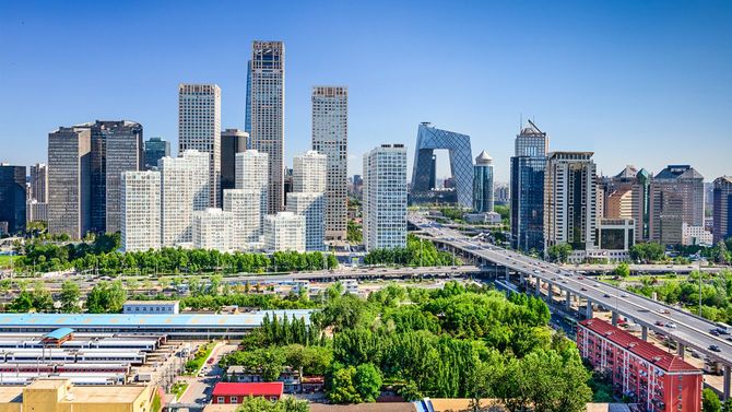 中国・北京の金融地区の街並み