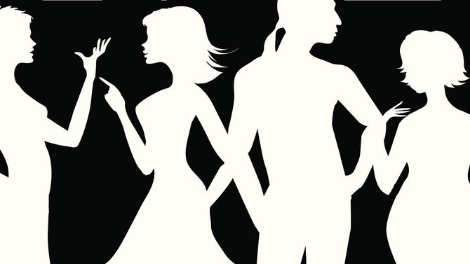 互いに会話する人々