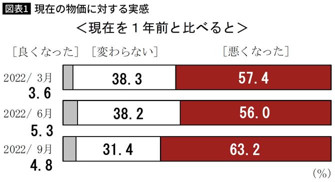 【図表】現在の物価に対する実感