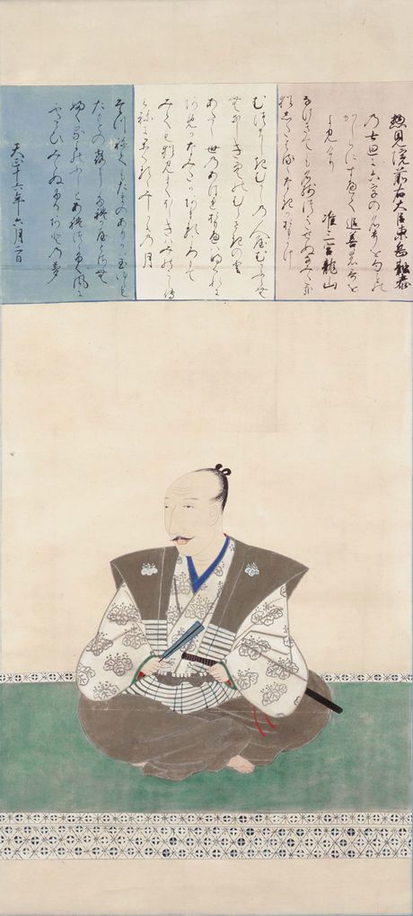 織田信長像（模本）。天正10年（1582）に没した織田信長の七回忌に制作された肖像画の写し
