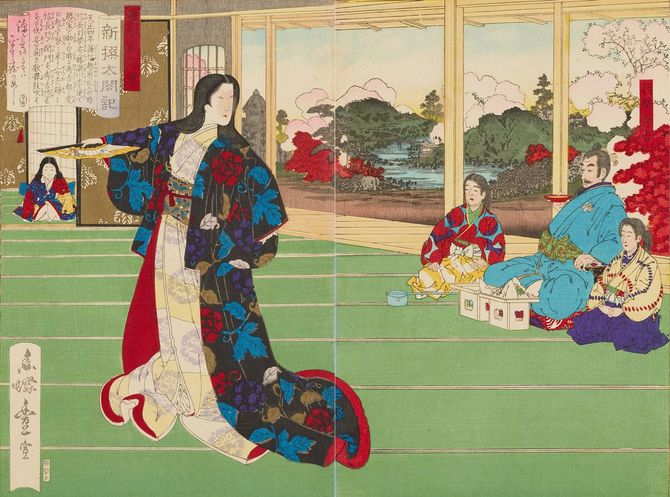 歌川豊宣 作「新撰太閤記 奥方於八重」（部分）［出典＝刀剣ワールド財団（東建コーポレーション株式会社）］