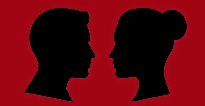 男女の頭部のシルエット