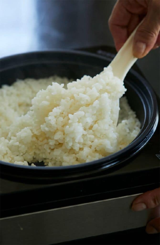 ホットプレートで炊いたごはん