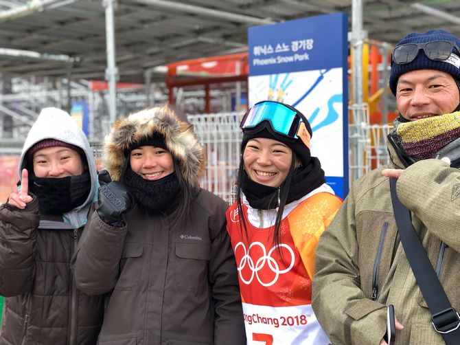 両端が両親、中央右が姉のせな、同左が妹のるき