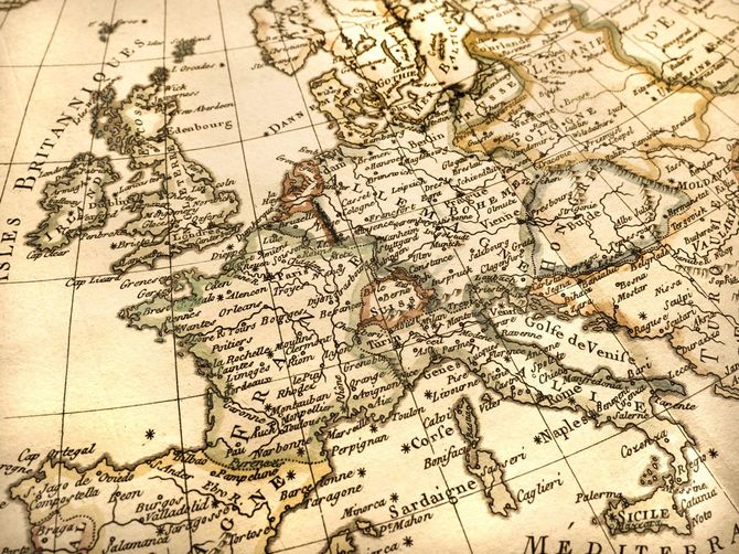 アンティークなヨーロッパの地図