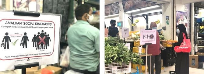 クアラルンプール市内のスーパーマーケットでは、入店前に必ず体温チェック