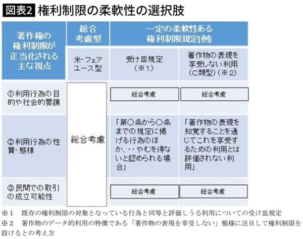 権利制限の柔軟性の選択肢