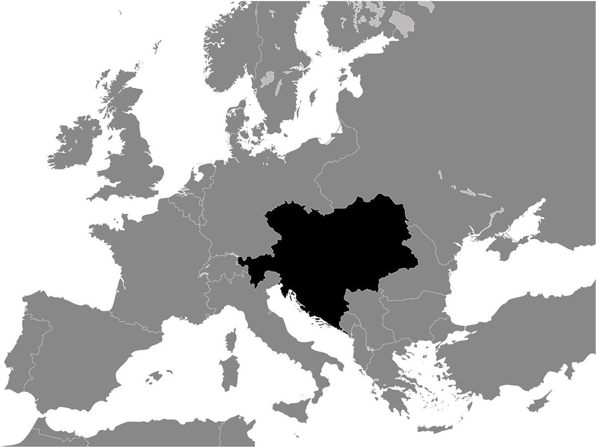 オーストリア＝ハンガリー帝国を示した地図