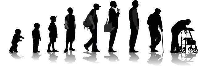 赤ちゃんから老人まで、男性の一生のイラスト