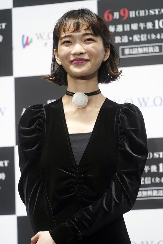 WOWOWドラマ「ゲームの名は誘拐」の完成披露試写会に登壇した見上愛（「風、薫る」の一ノ瀬りん役）、東京都江東区、2024年5月28日