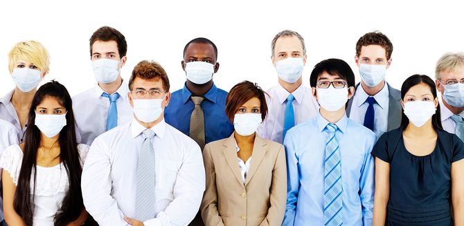 ビジネス医療用マスクをする人のコンセプト