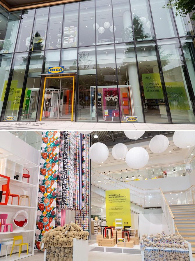 IKEA原宿。駅からすぐの立地で、店内は広々とした印象がある
