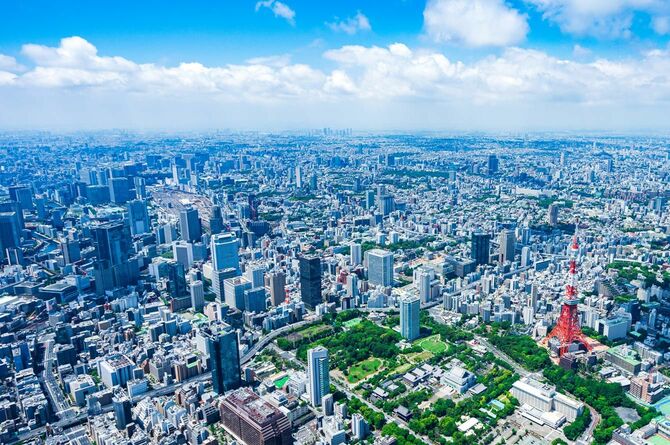 東京中心部の空中写真