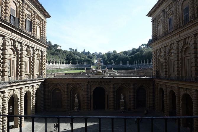 フィレンツェのピッティ宮殿から見たボーボリ庭園