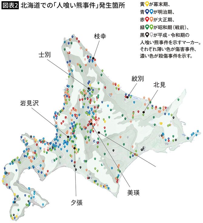 【図表2】北海道での「人喰い熊事件」の発生箇所