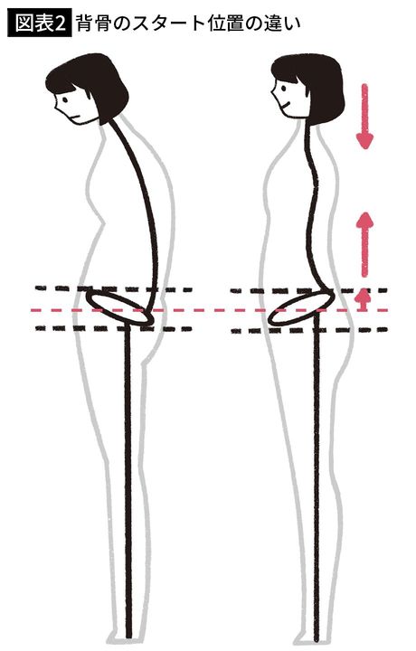 【図表2】背骨のスタート位置の違い