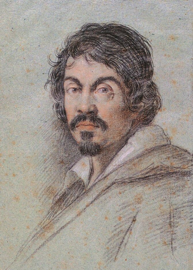 オッタヴィオ・レオーニ画「カラヴァッジョ像」、1621年ごろ、チェリアーナ図書館、フィレンツェ、イタリア館での展示なし