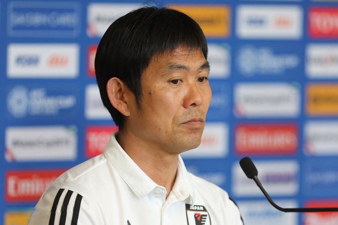 森保一、イラン対日本の試合前記者会見(ハザ・ビン・ザーイド・スタジアム)