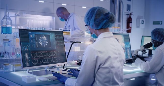 コロナウイルス研究に取り組む研究室チーム