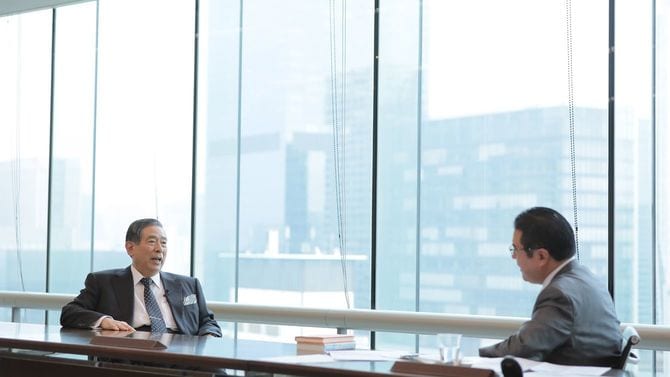 SBIホールディングス 北尾吉孝代表取締役社長と立教大学ビジネススクールの田中道昭教授