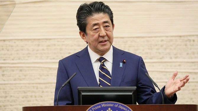 4月7日に開かれた安倍首相の記者会見。