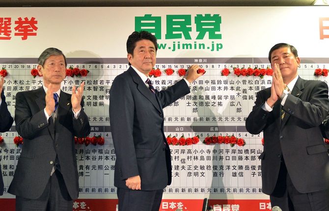 2012年の総選挙では自民党が圧勝し、3年3カ月ぶりに政権に復帰した
