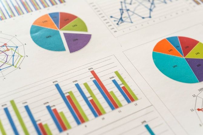 グラフとチャートが記載された財務資料