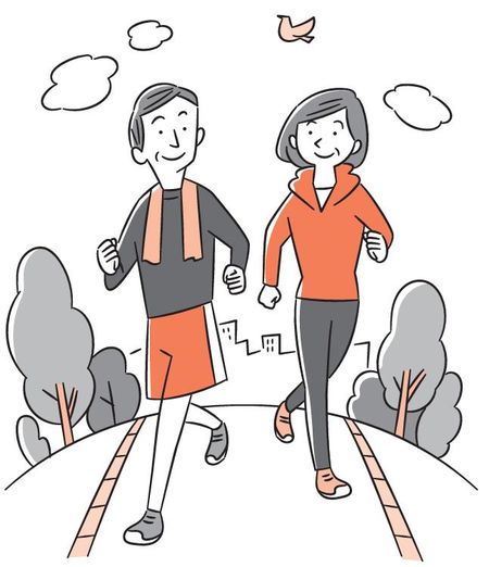 歩く男女のイラスト