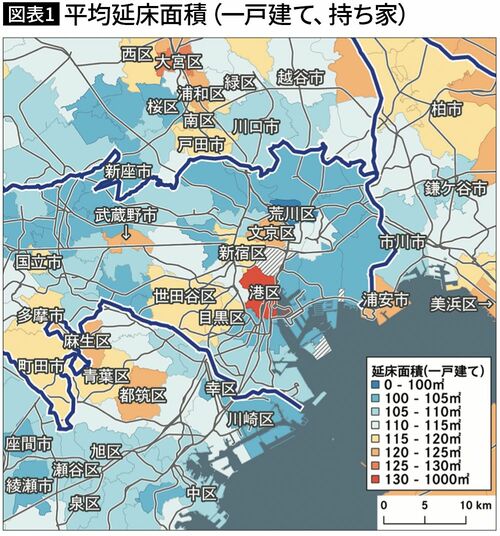 【図表1】平均延床面積（一戸建て、持ち家）